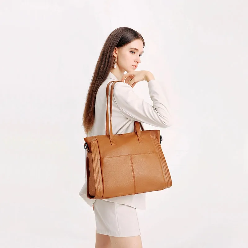 Leather Crossbody Zipper Tote Bag
