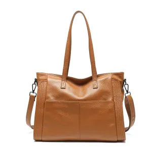 Leather Crossbody Zipper Tote Bag