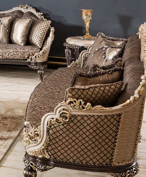 Luxury Design Traditional Dark Carving Sofa Set