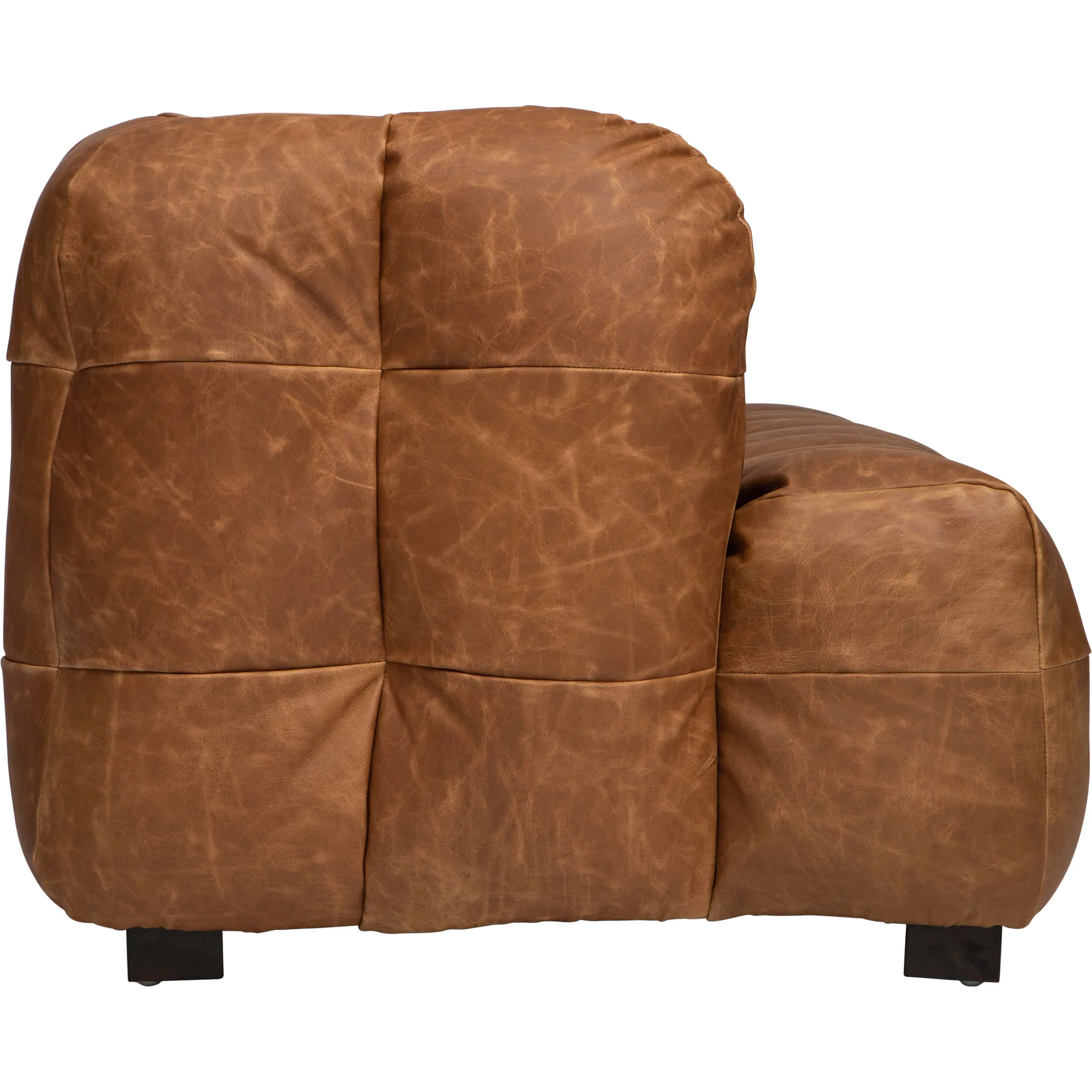 Maeve Puffed Leather Sofa, Cognac