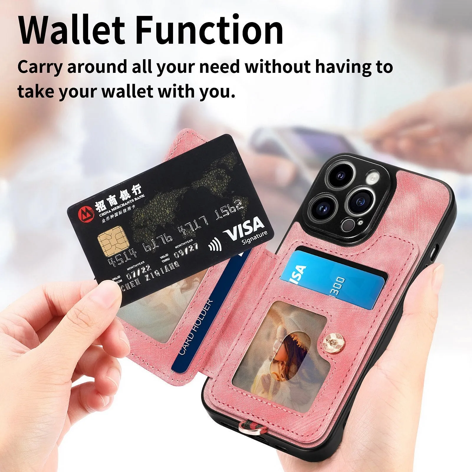 Magnetic Flip Leather Phone Case With Wallet Multi Card Slot Ring Holder For iPhone