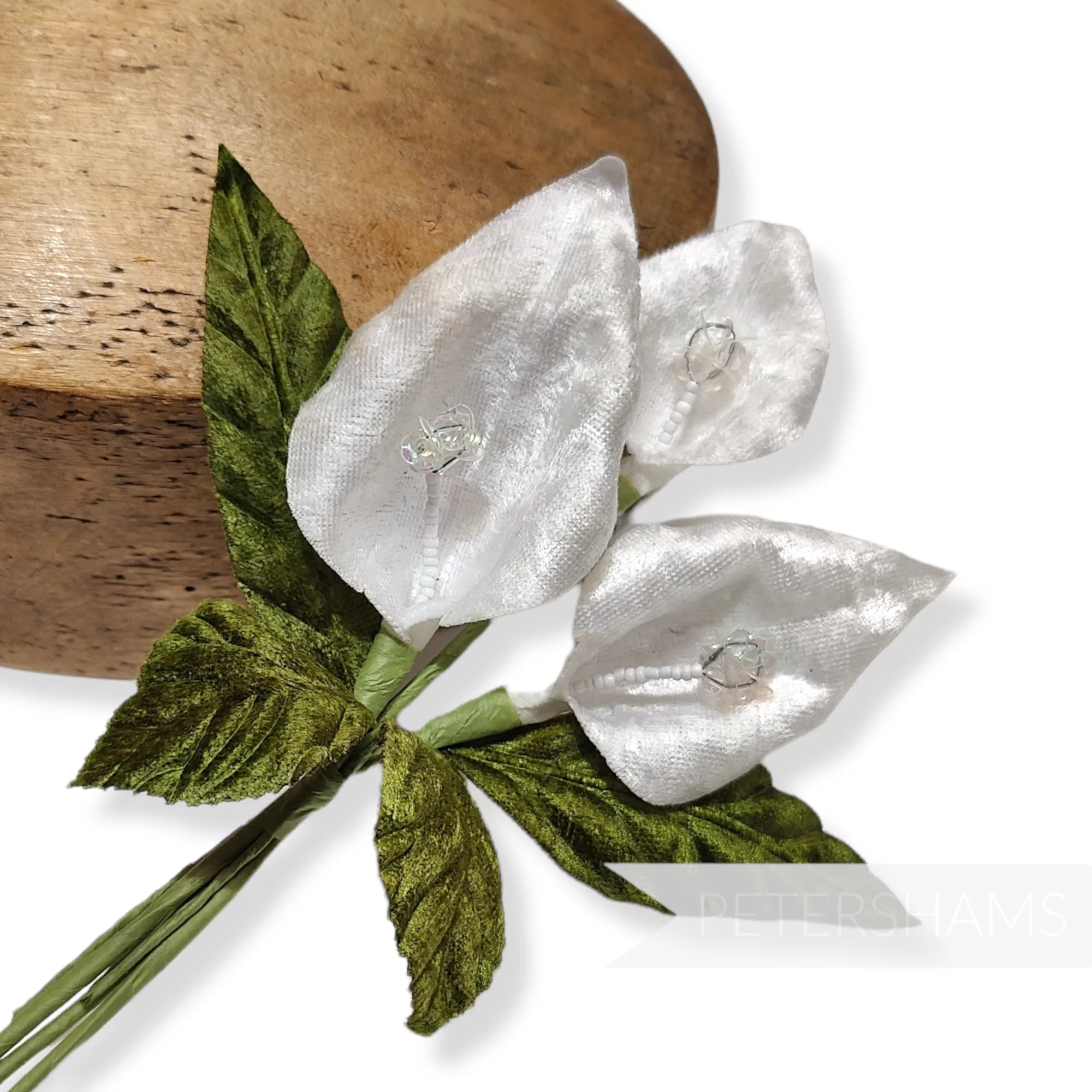 'Marlene' Velvet Calla Lily with Beaded Centre Millinery Mount