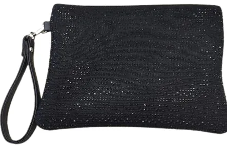 MARTHA SILVER BAG WITH SPARKLY SEQUIN AND WRIST STRAP