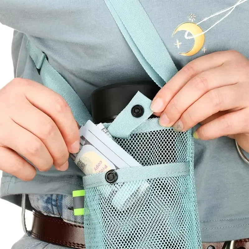 Mesh Water Bottle Holder Carrier with Adjustable Shoulder Strap