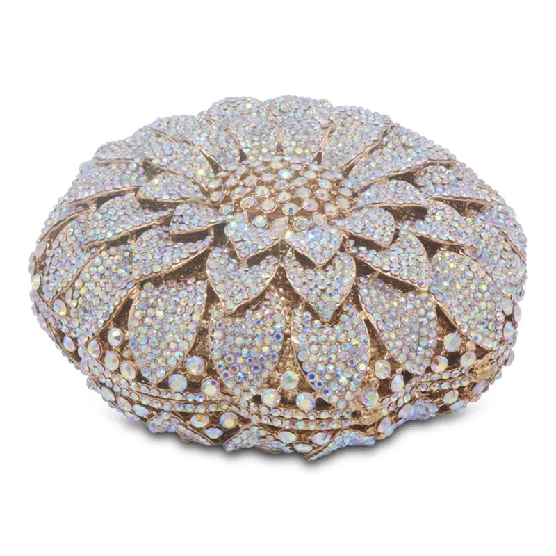 Metallic Lotus Crystal Evening bags