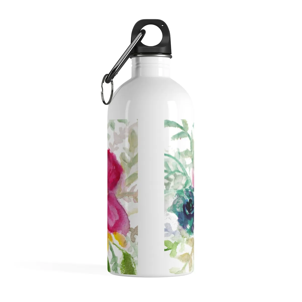 Mixed Pink Rose Water Bottle, Floral Print Stainless Steel 14 oz Designer Bottle- Printed in USA