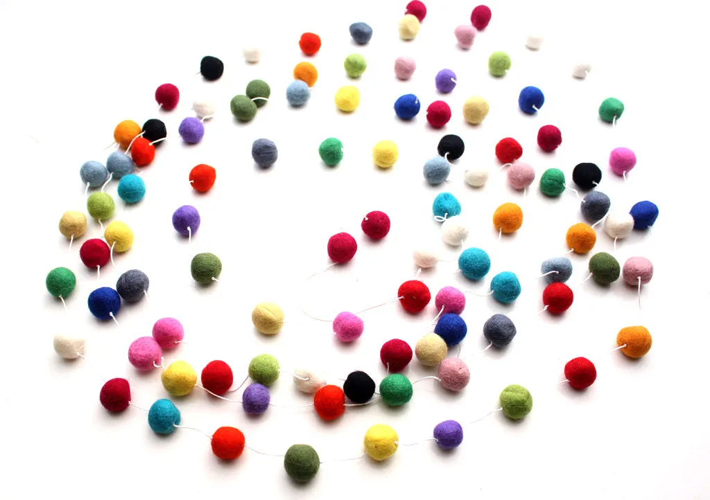 Multicolor Felt Ball Pom Pom Christmas Hanging Nursery Decor