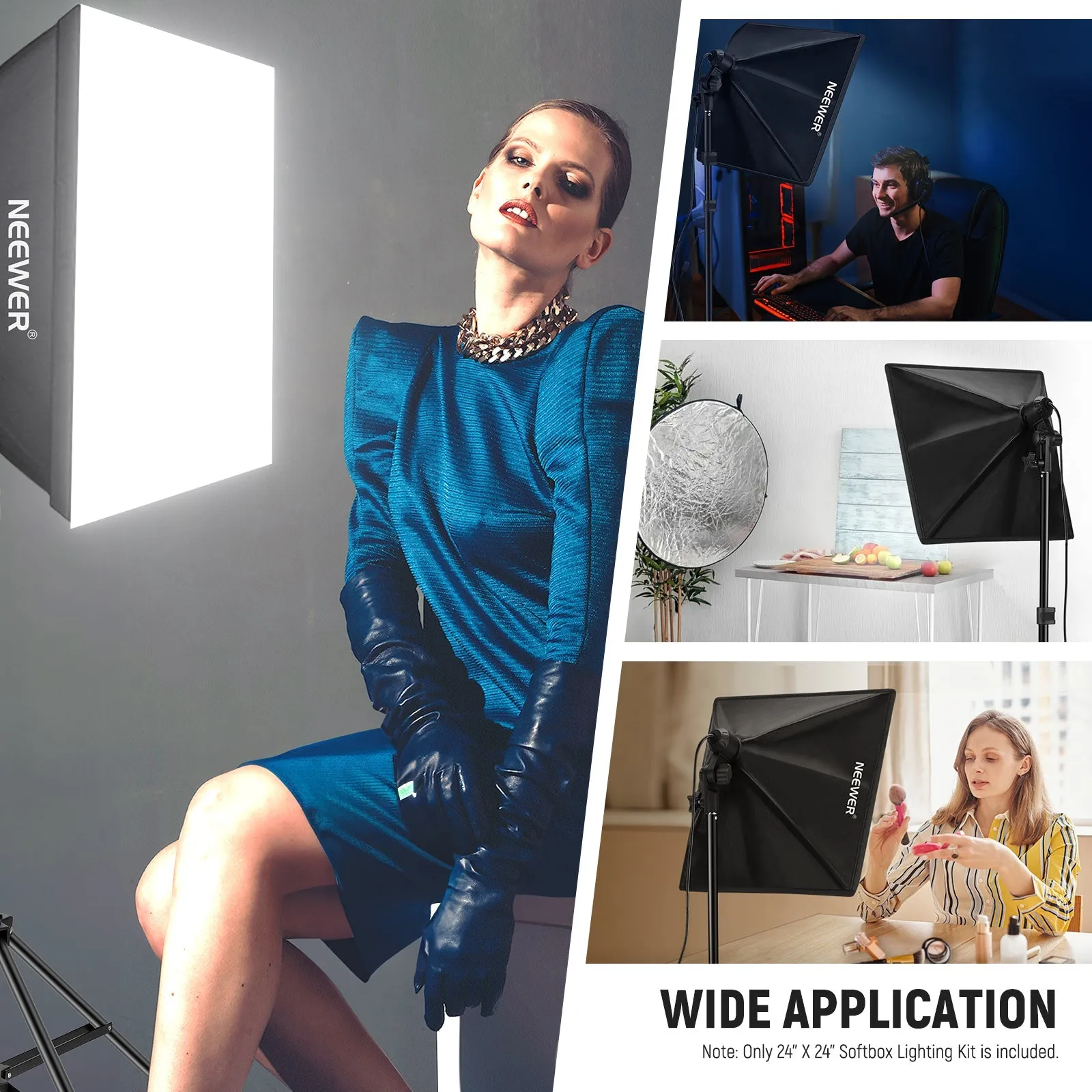 NEEWER NK300 24x24"/60x60cm 350W Equivalent Softbox Lighting Kit