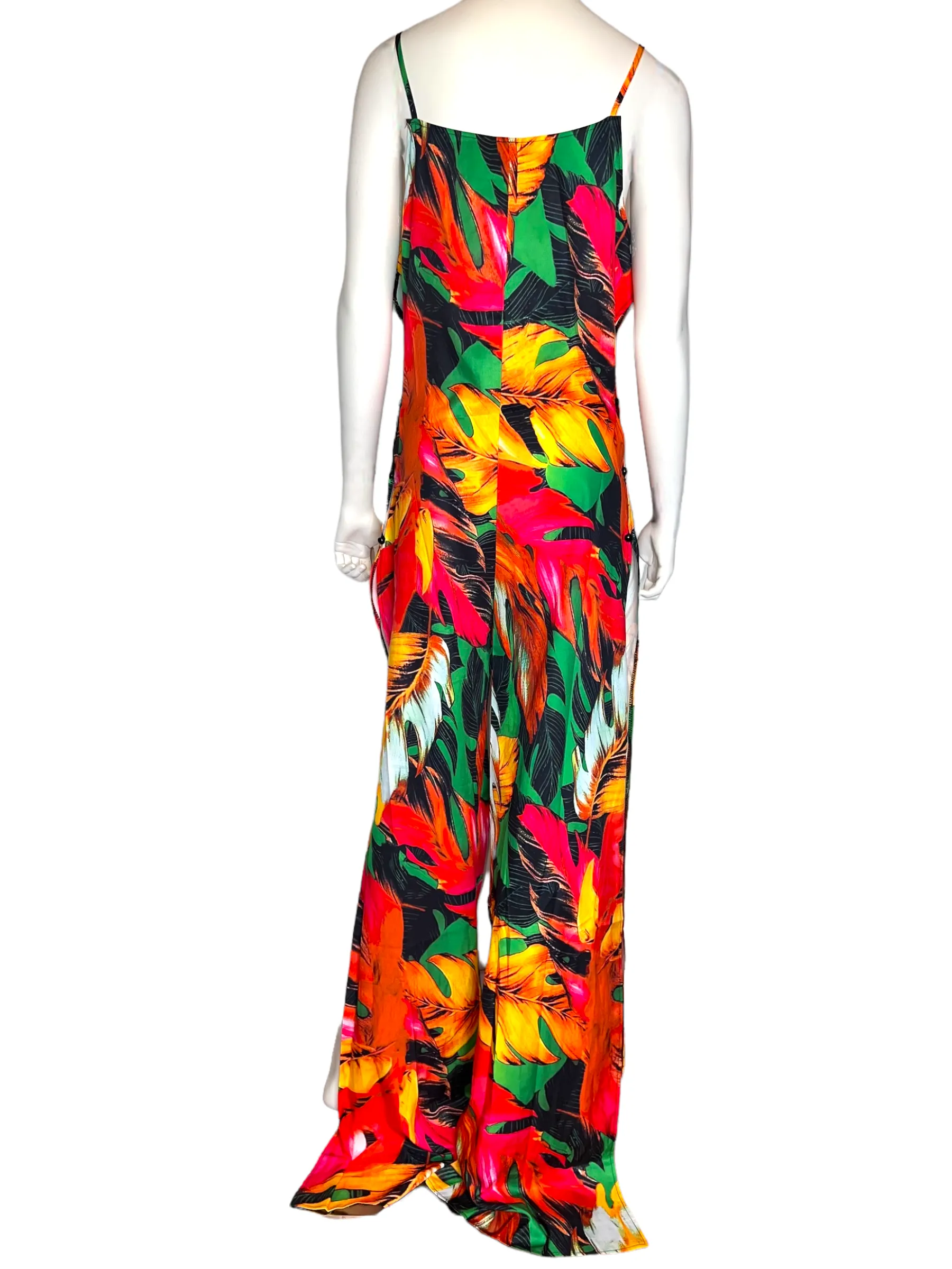 Open Flare Red-Leaf Jumpsuit