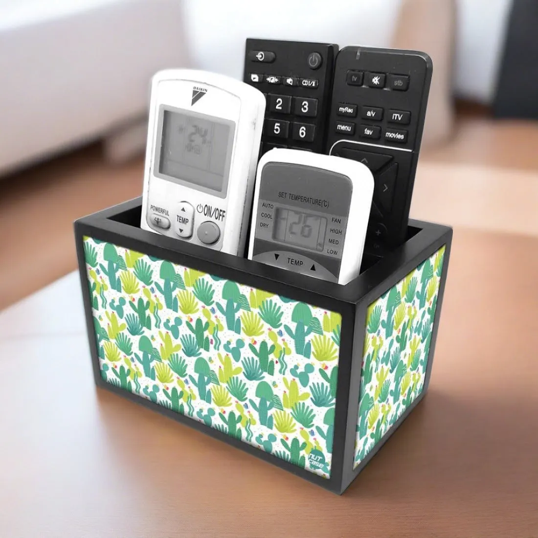 Organizer For TV AC Remotes -Cactus Art Green