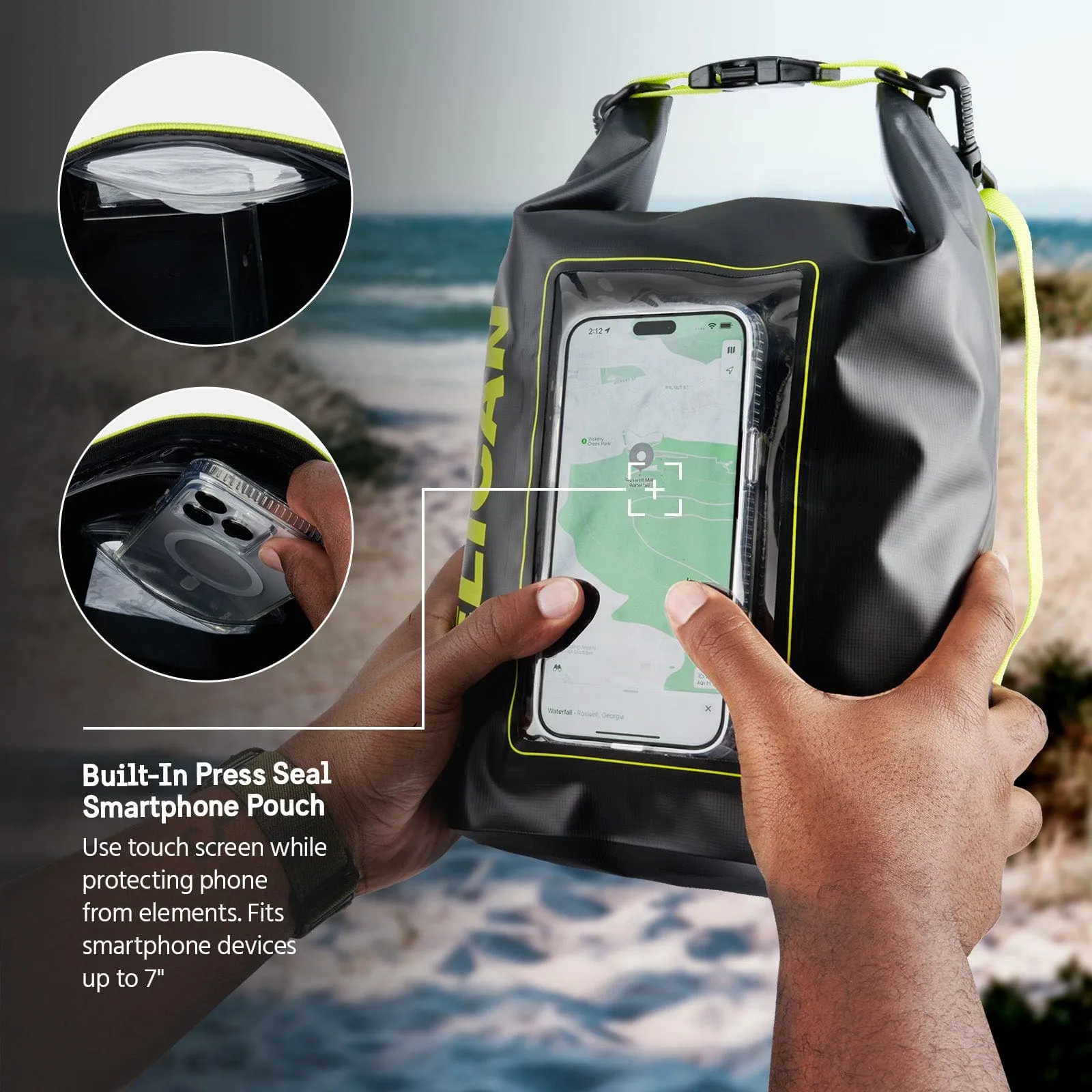Pelican Marine 5L Dry Bag (Black / Yellow)