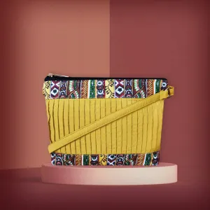Pleated Mustard Yellow Sling Bag