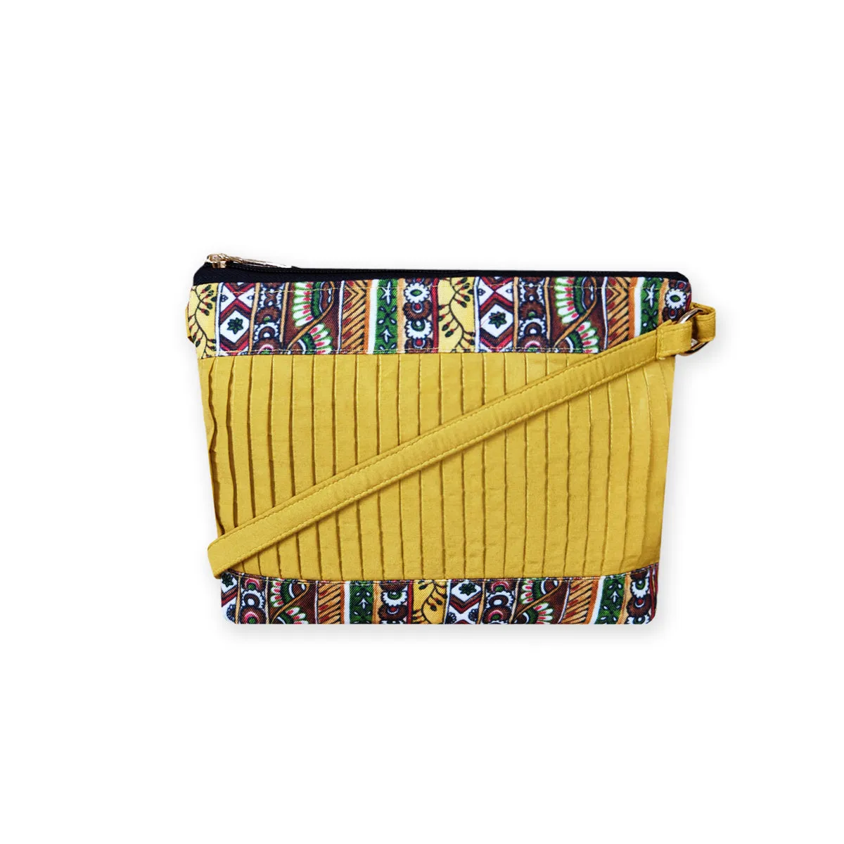 Pleated Mustard Yellow Sling Bag