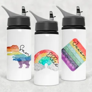 Pop It Fidget Personalised Aluminium Straw Water Bottle 650ml