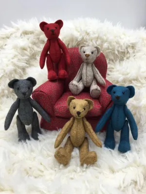 Printed Pattern - 4" Mini Jointed Felt Teddy Bear Sewing Pattern & Instructions - By Meemaw Made