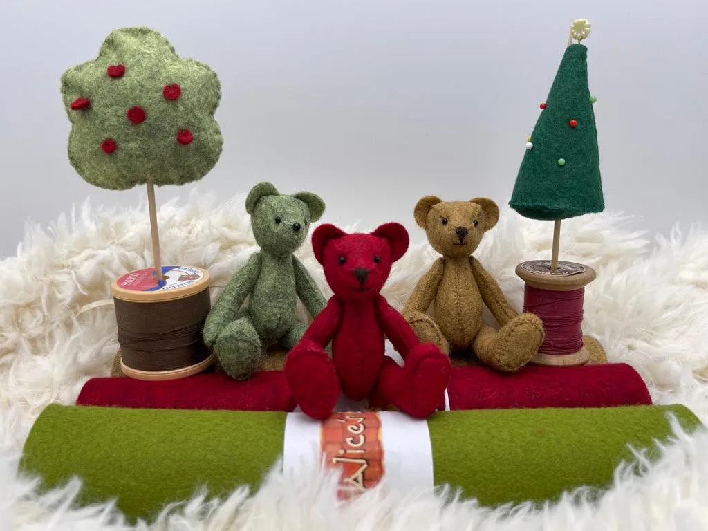Printed Pattern - 4" Mini Jointed Felt Teddy Bear Sewing Pattern & Instructions - By Meemaw Made