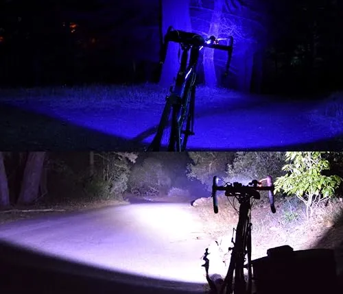 PS1200 Front & OPTIKS 210 Rear Police Patrol Bike Light - Red/Blue Strobe LED - Rechargeable - Water Proof - 5 Modes