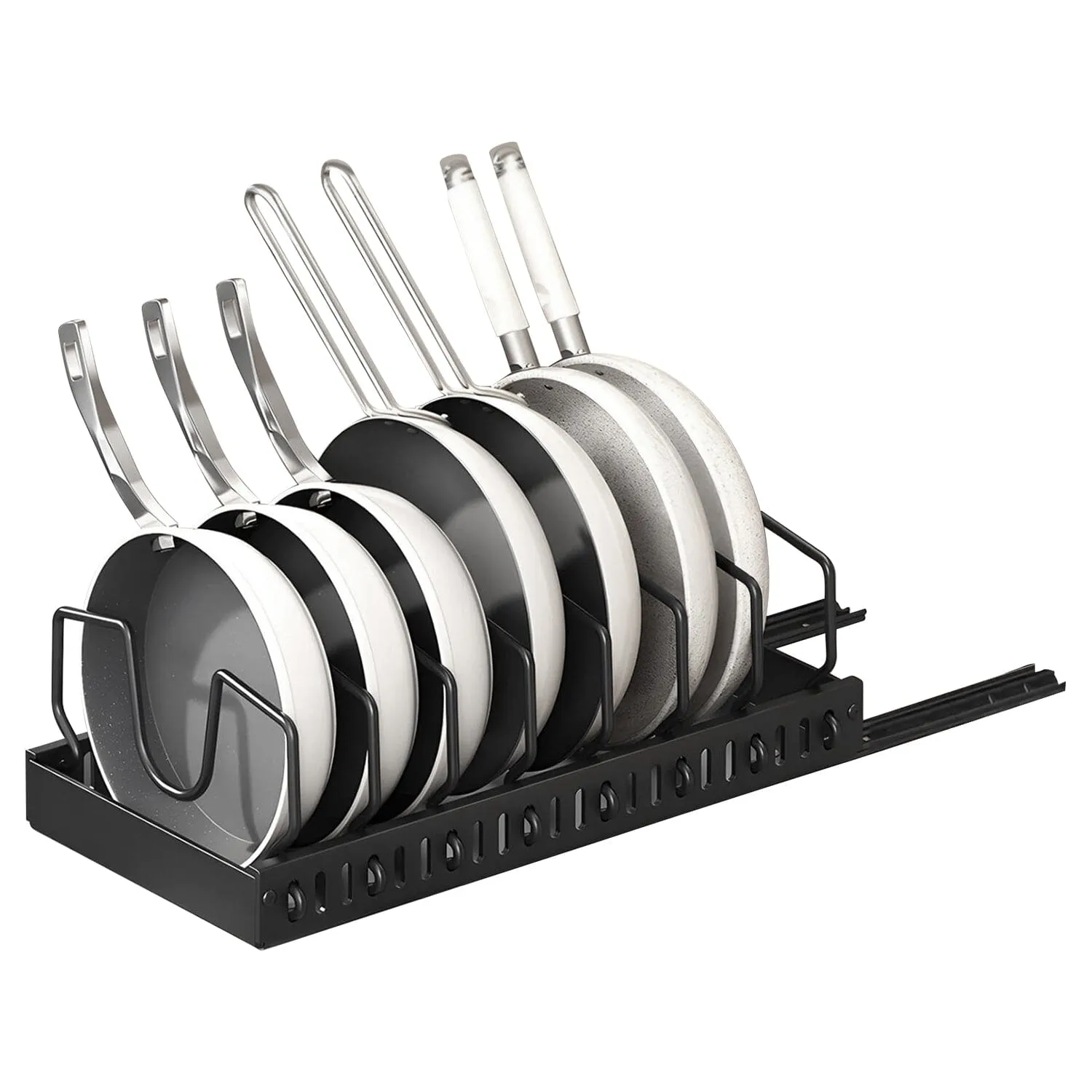 Pull Out Pots and Pans Organizer with 8 Adjustable Dividers