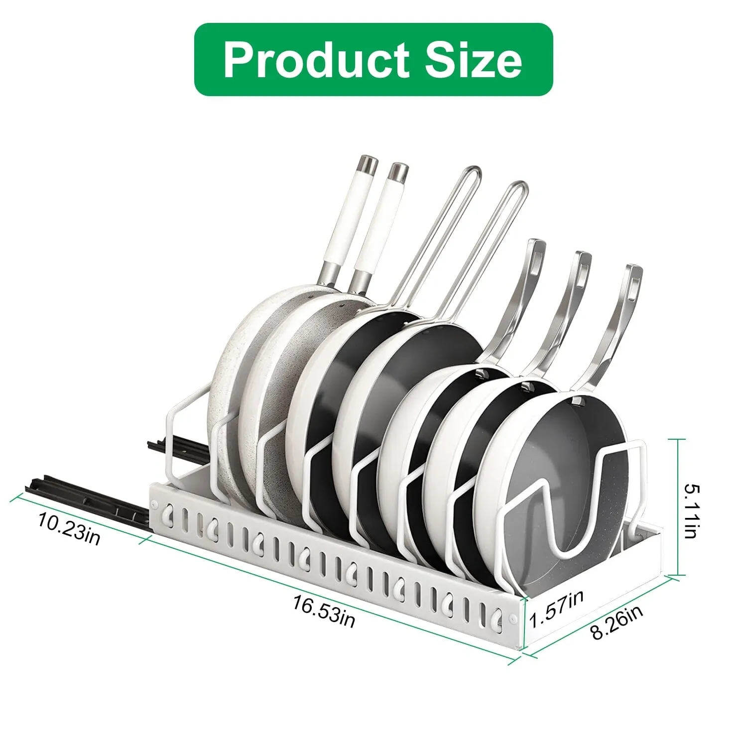 Pull Out Pots and Pans Organizer with 8 Adjustable Dividers