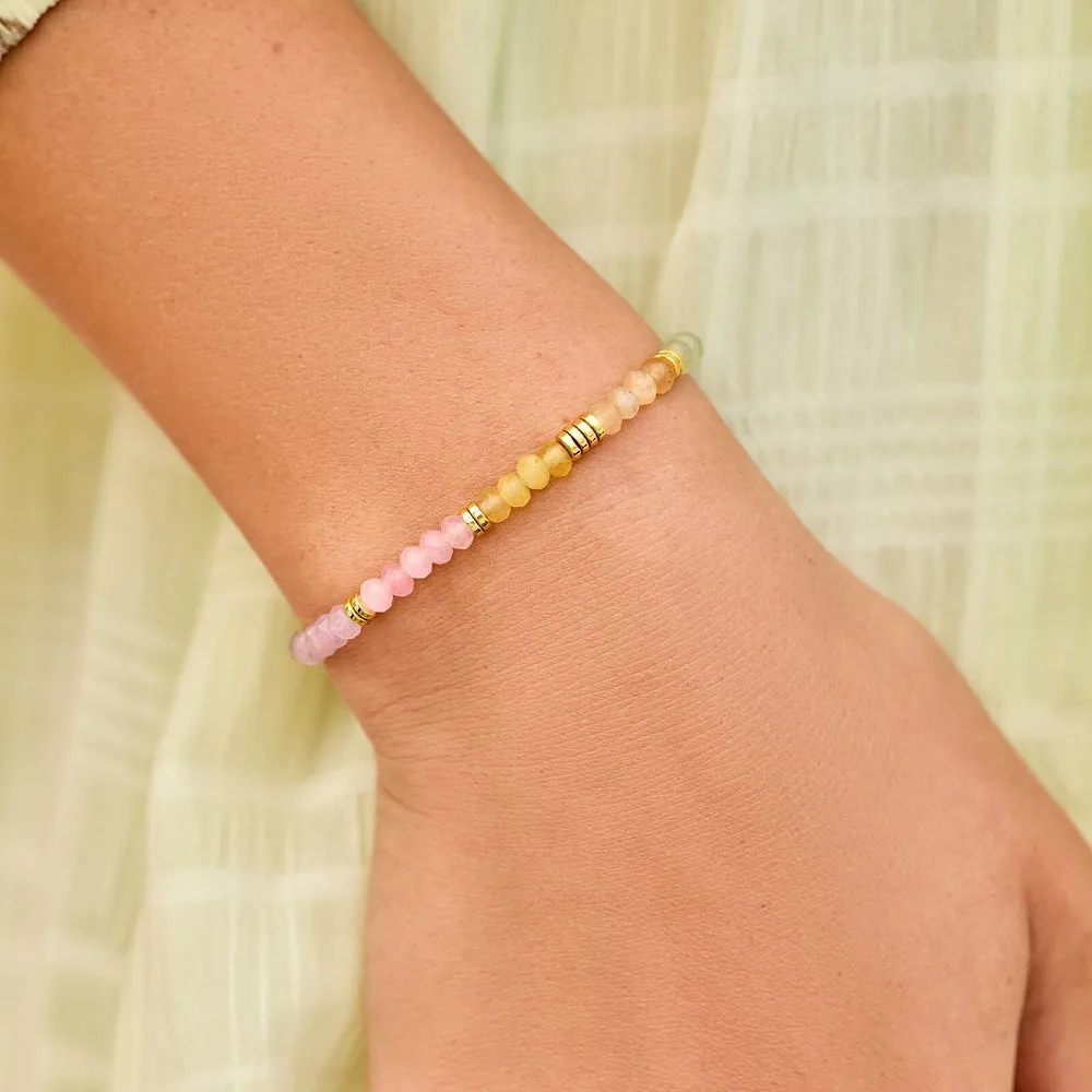 Pura Vida OMBRE RAINBOW BEAD STRETCH BRACELET - GOLD