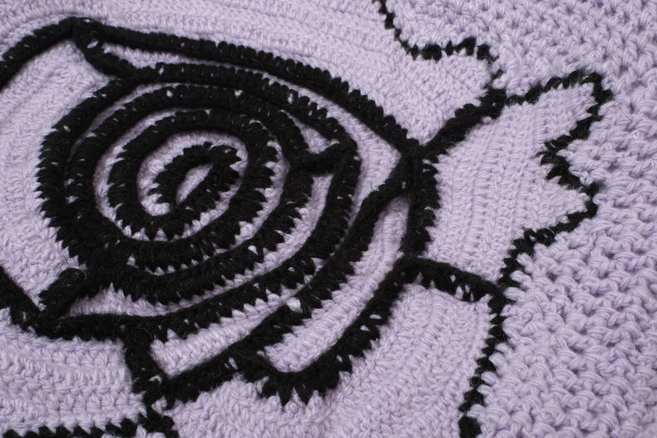 Purple Floral Crochet Leather Tote