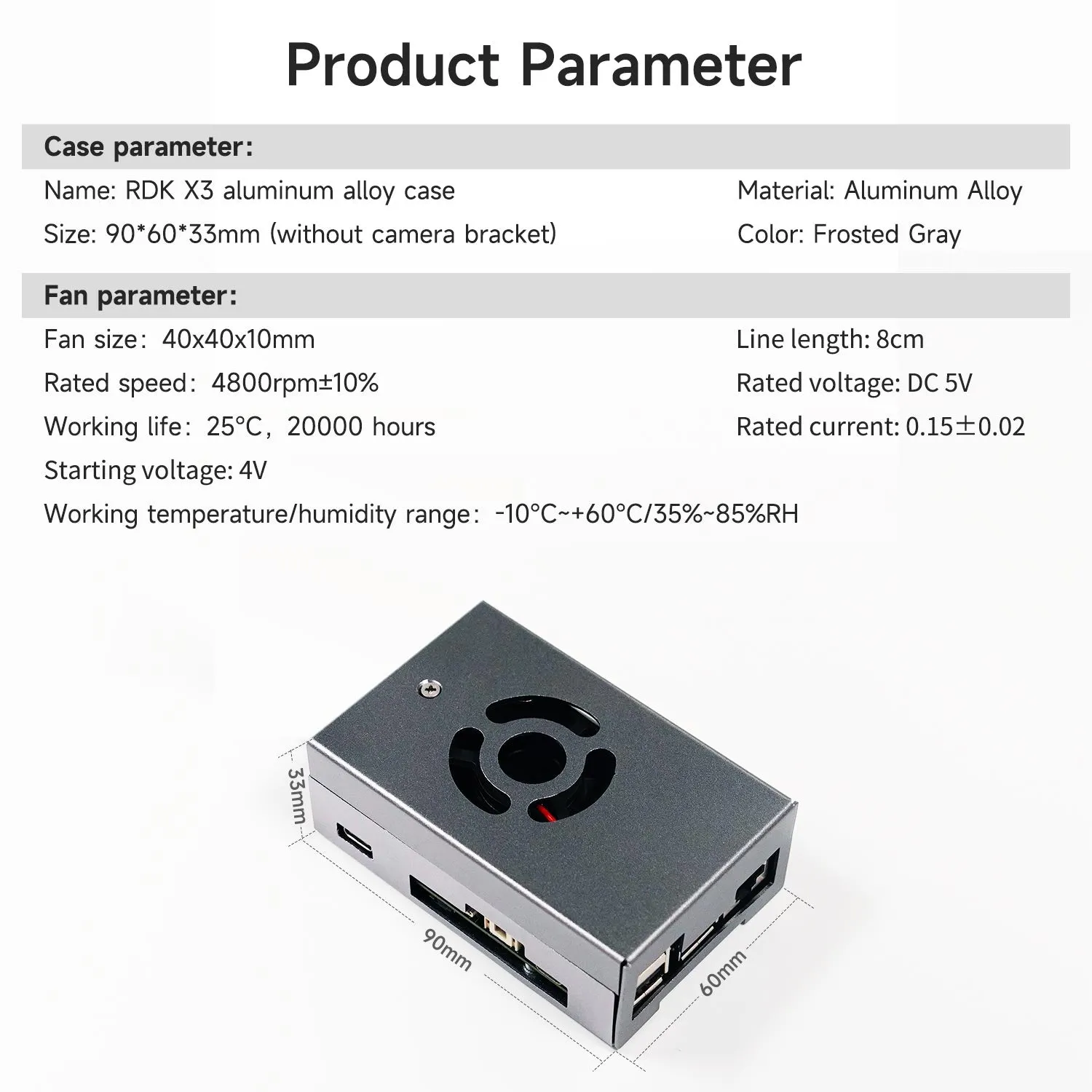 RDK X3 aluminum alloy case with cooling fan