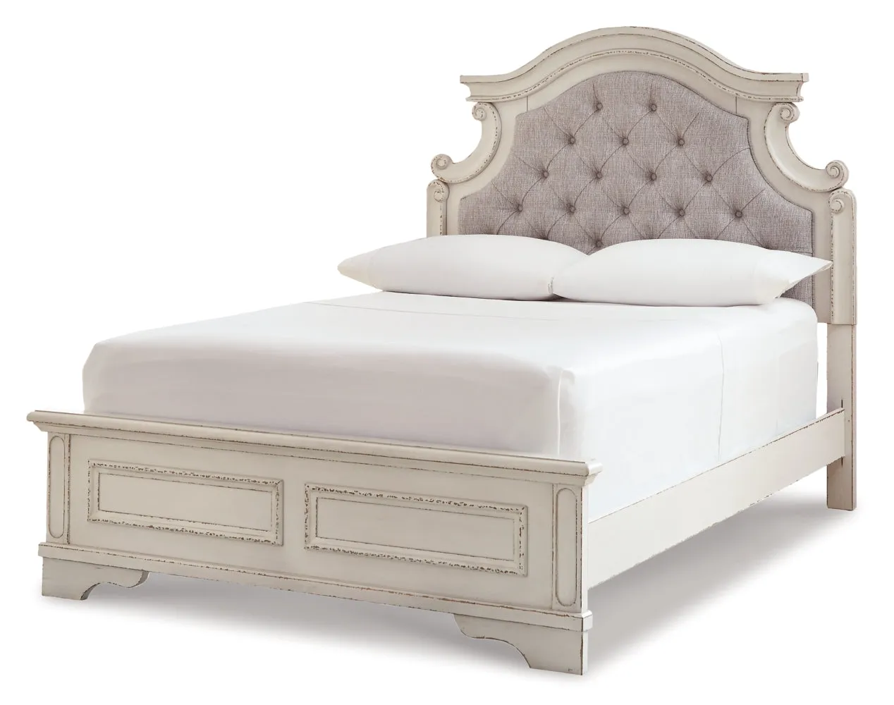 Realyn Full Panel Bed with Mirrored Dresser, Chest and Nightstand