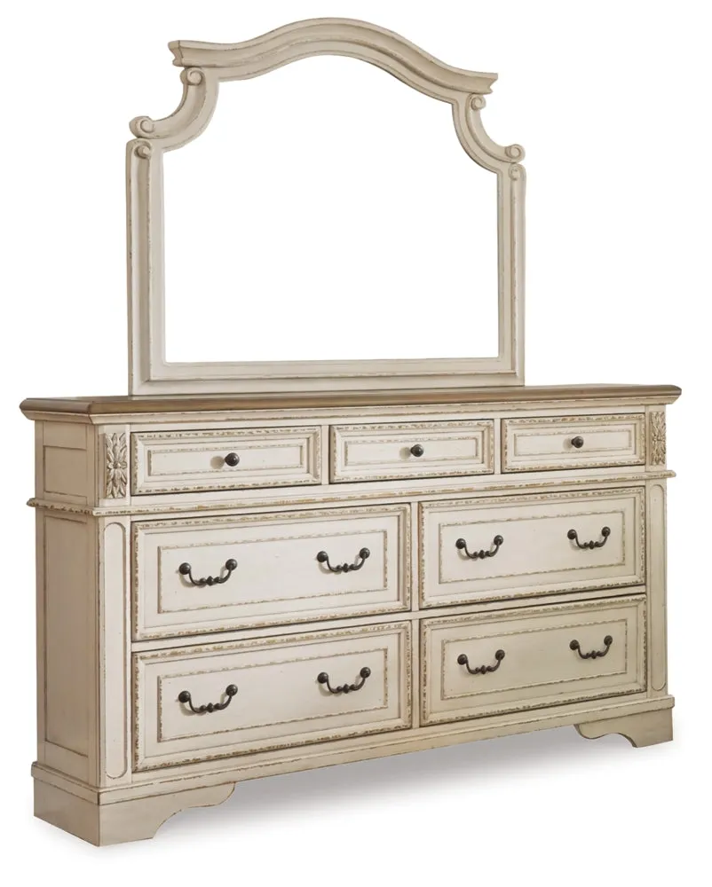 Realyn King Sleigh Bed with Mirrored Dresser