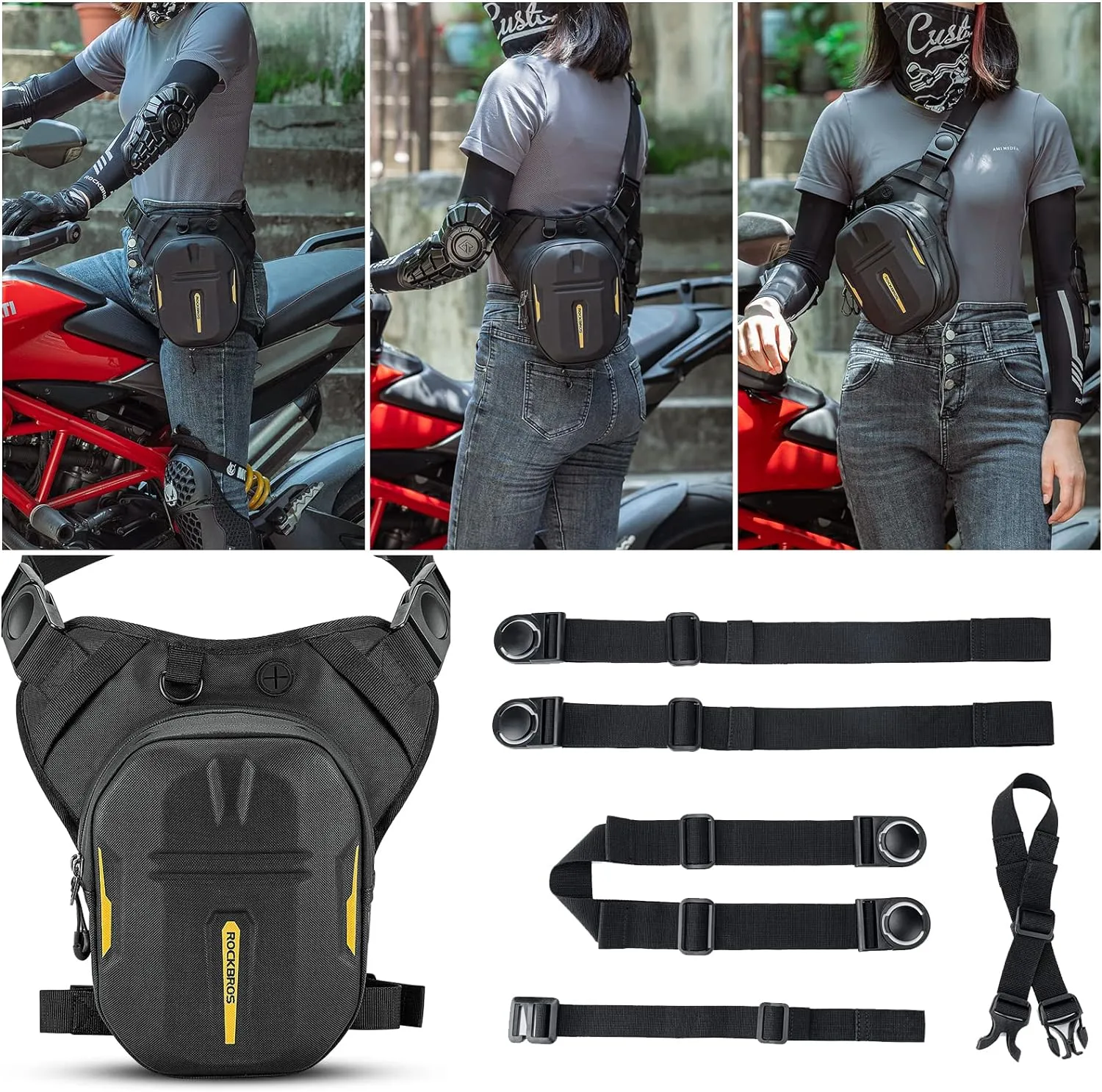 ROCKBROS 3-IN-1 Motorcycle Leg Bag Waterproof, Multi-Functional 10L Pack