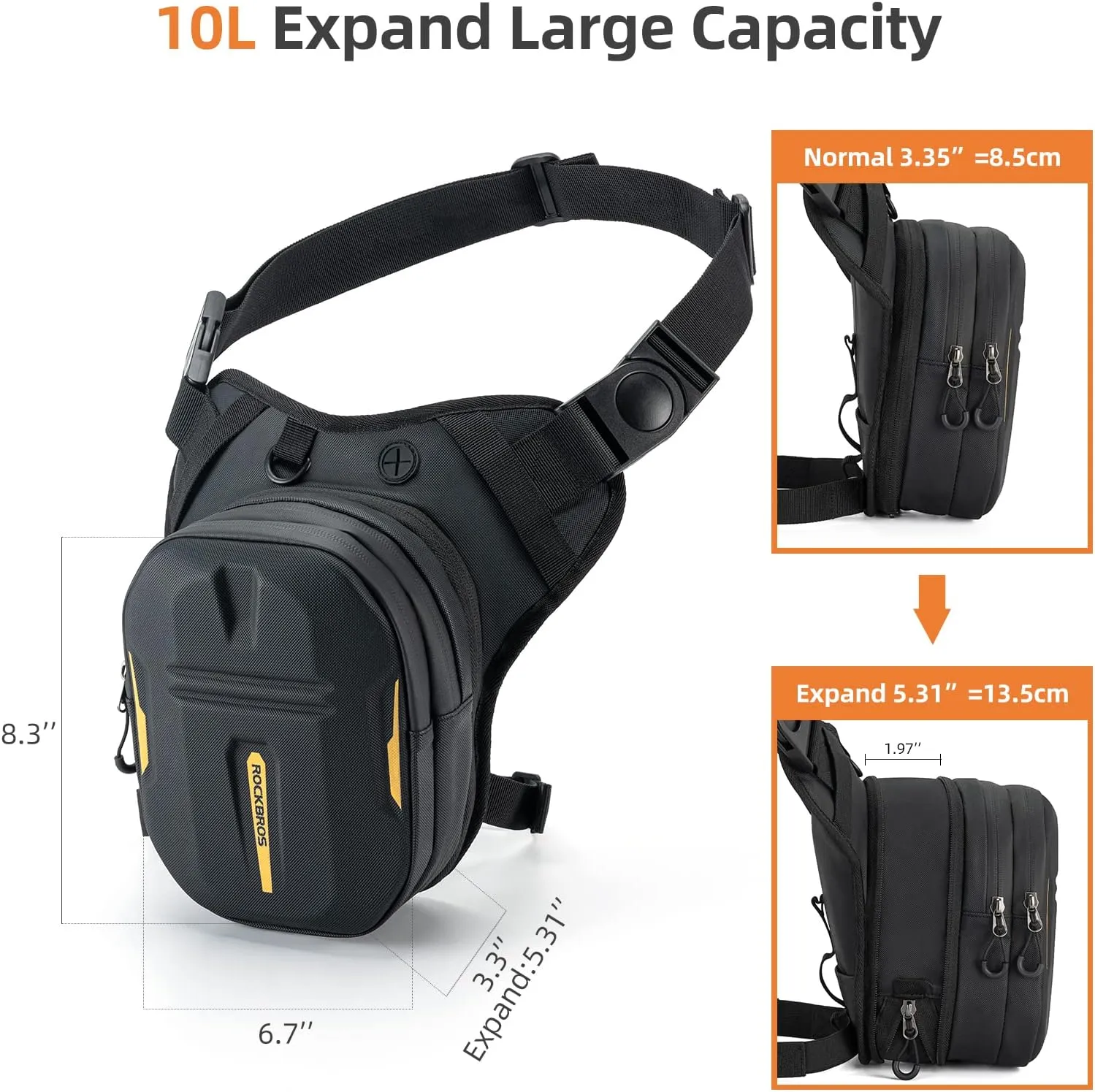 ROCKBROS 3-IN-1 Motorcycle Leg Bag Waterproof, Multi-Functional 10L Pack
