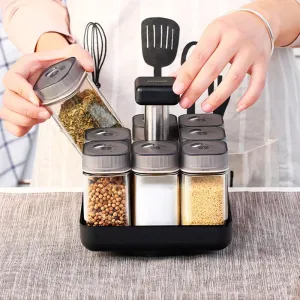 Rotating Glass Seasoning Jars