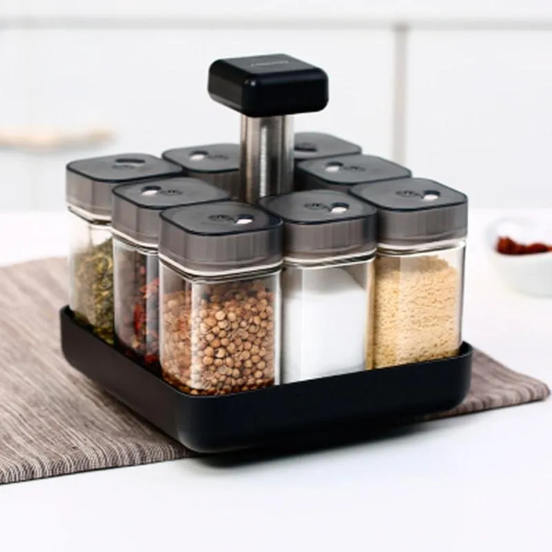 Rotating Glass Seasoning Jars