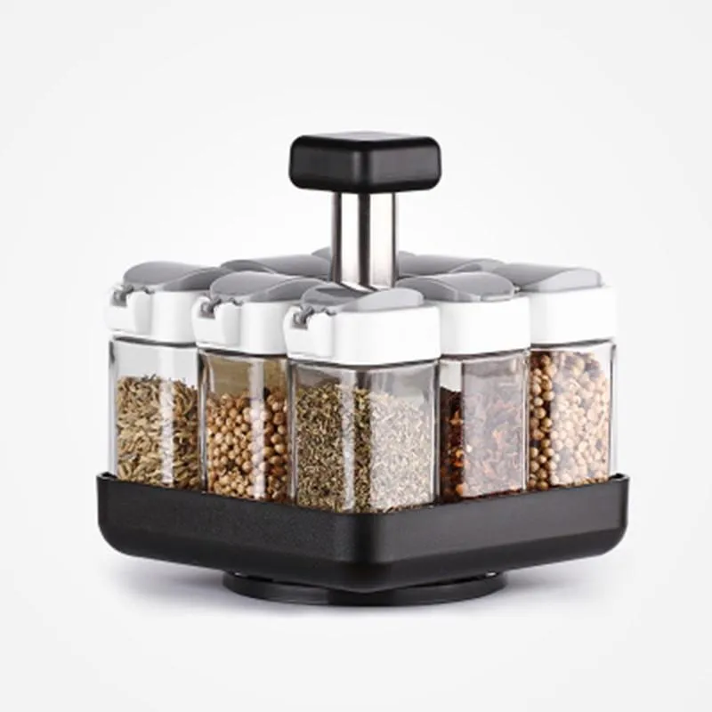 Rotating Glass Seasoning Jars