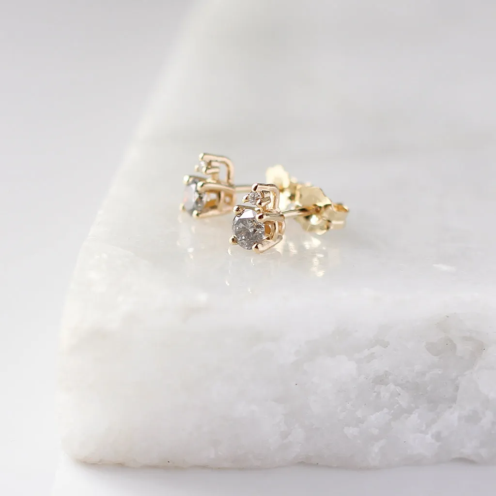 Salt and Pepper Diamond Cluster Studs