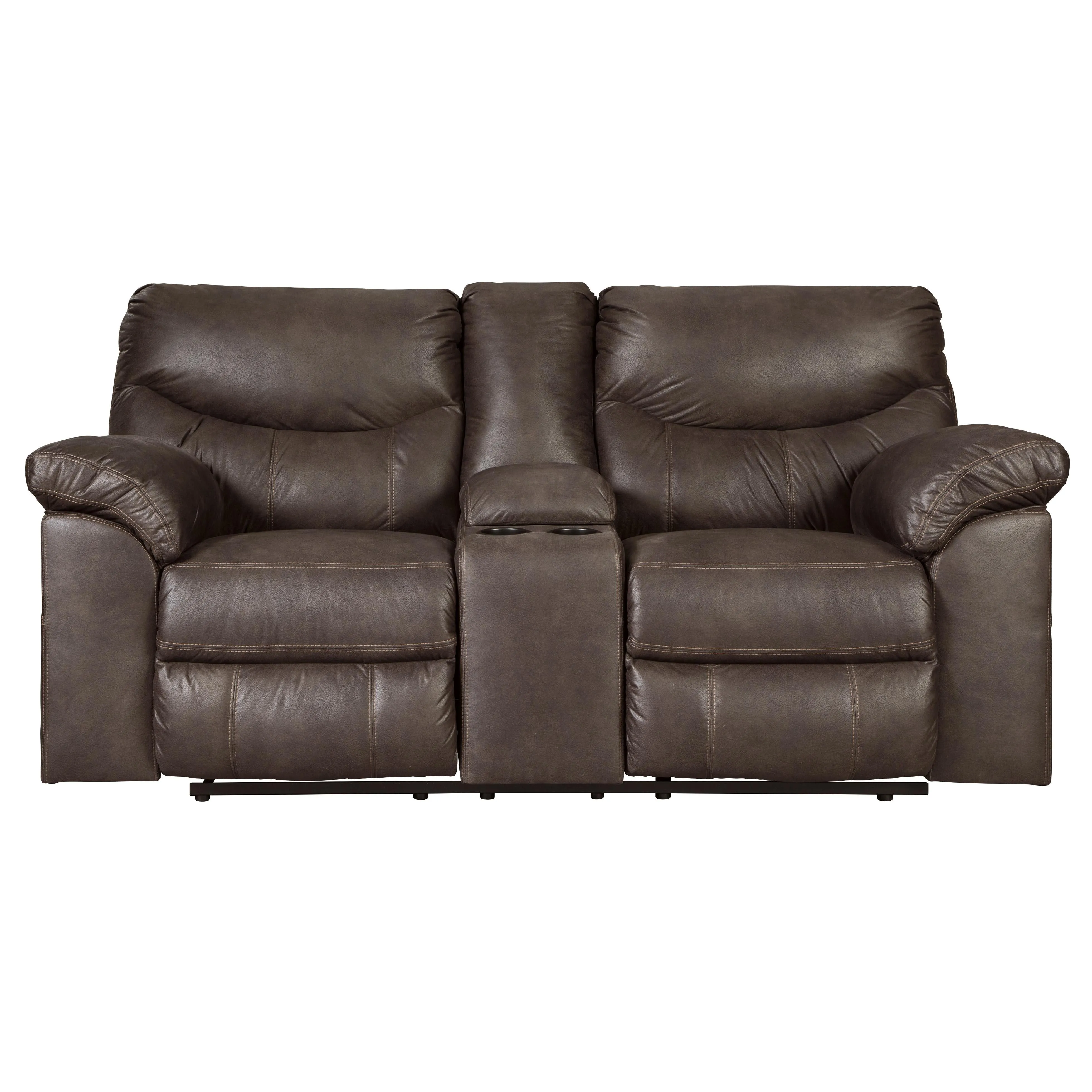 Signature Design by Ashley Boxberg Reclining Leather Look Loveseat with Console 3380394C