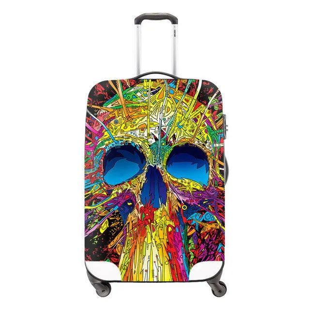 Skull Waterproof Luggage Protection Cover For 18-30 inch Suitcase Cool Elastic Luggage Cover Mens Travel Suitcase Accessories