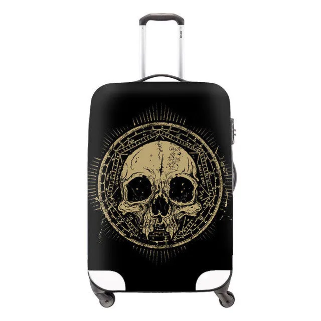 Skull Waterproof Luggage Protection Cover For 18-30 inch Suitcase Cool Elastic Luggage Cover Mens Travel Suitcase Accessories