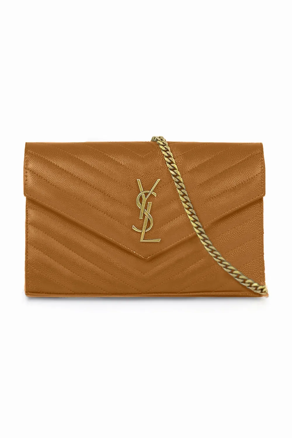 SMALL MONOGRAMME QUILTED CHAIN WALLET | NATURAL DARK/GOLD