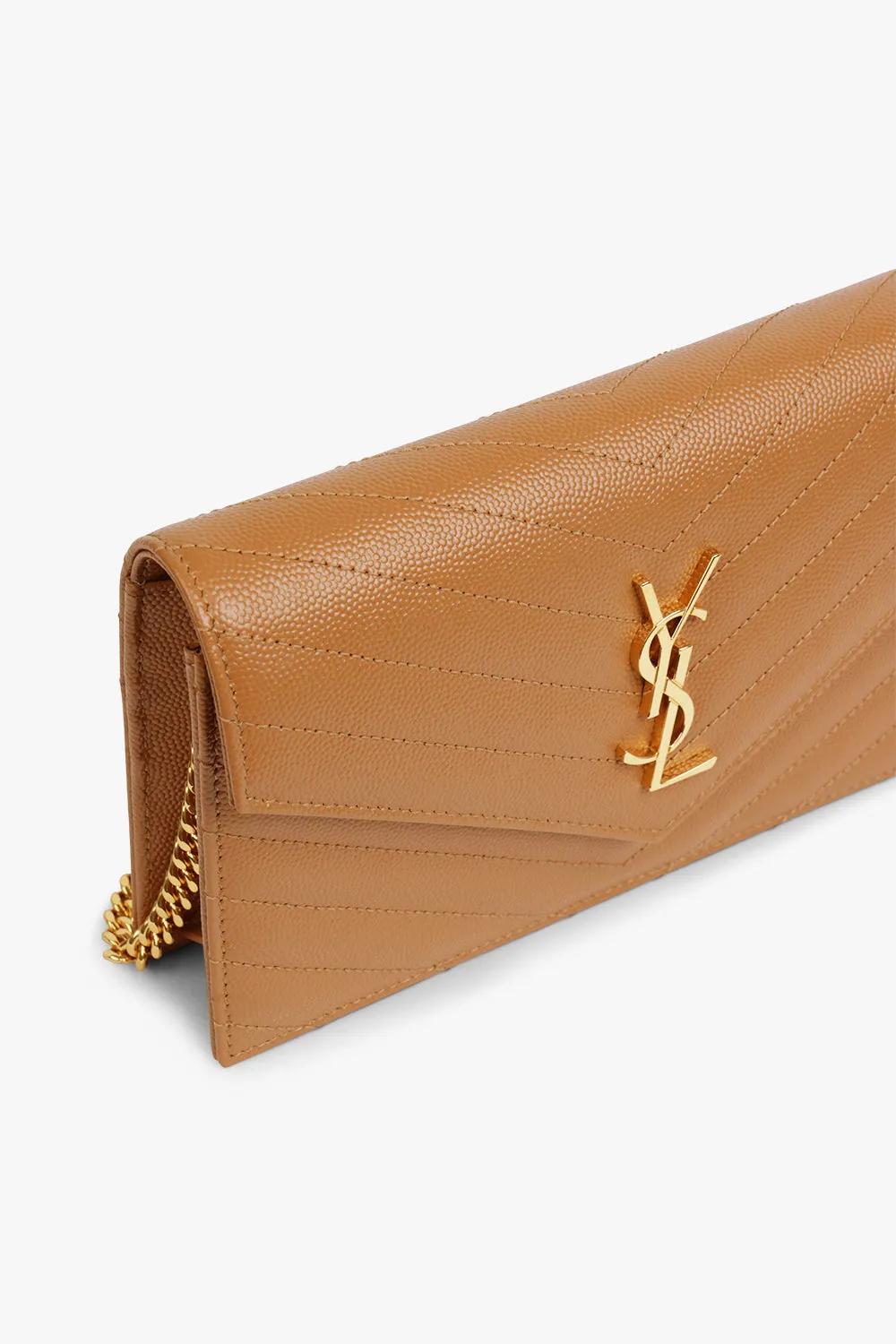 SMALL MONOGRAMME QUILTED CHAIN WALLET | NATURAL DARK/GOLD