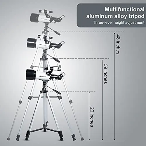 Stilnend Telescope 70mm Aperture 500mm AZ Mount Astronomical Refractor Telescope for Kids Adults & Beginners Fully Multi-Coated Optics Portable with Tripod Phone Adapter