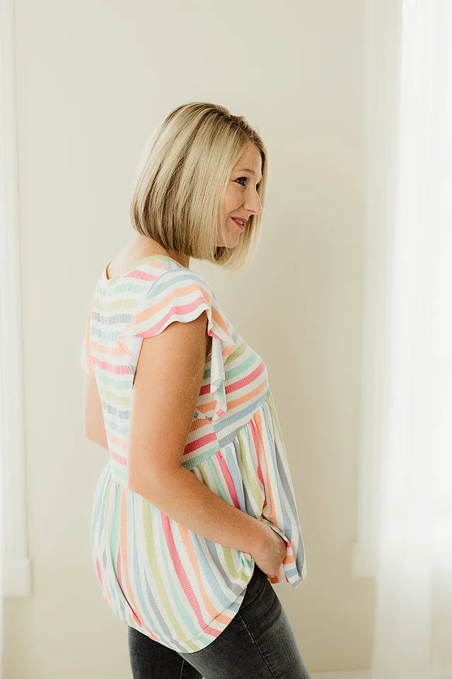 Stripe Ruffle Peplum