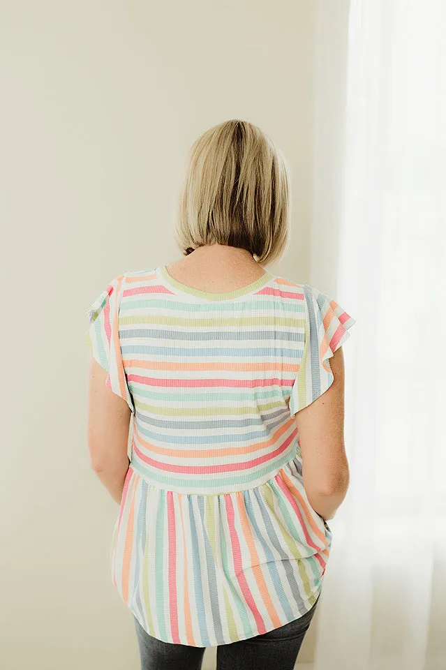 Stripe Ruffle Peplum