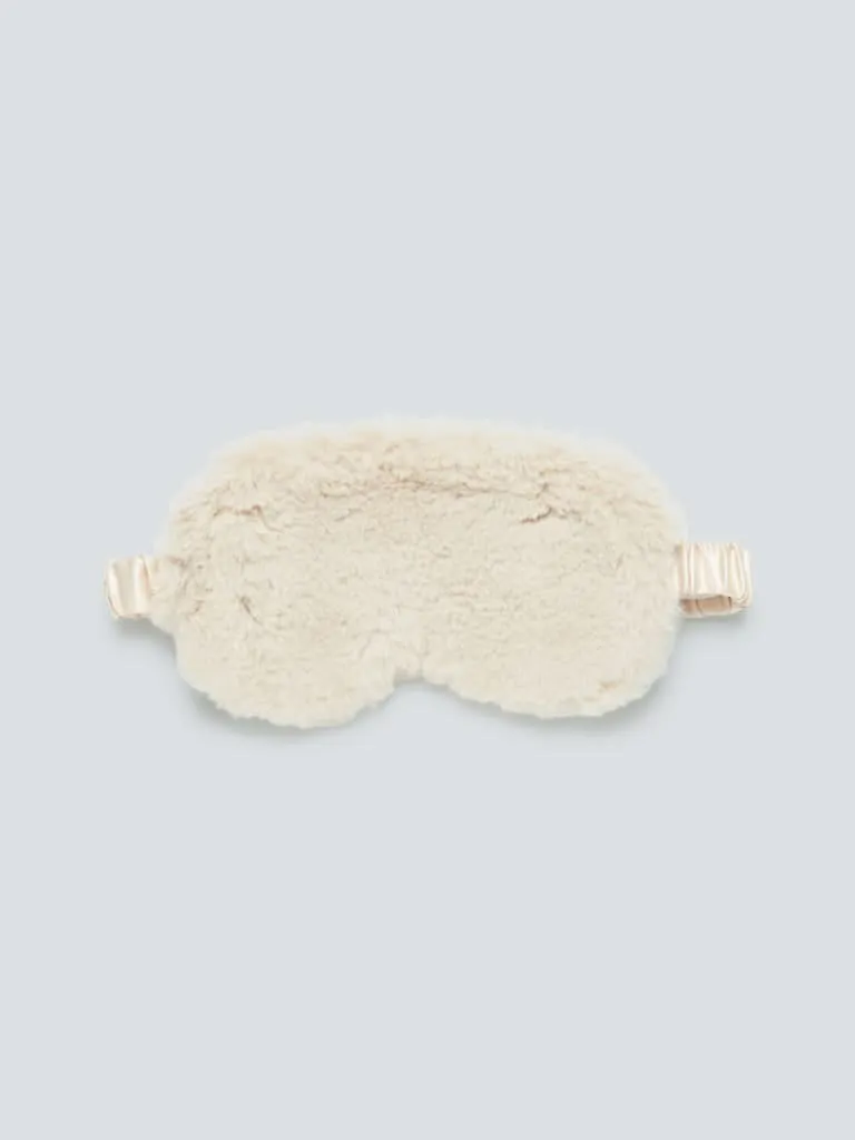 Studiowest Beige Faux-Fur Textured Eye Mask