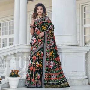 Sumptuous Black Weaving Patola Silk Wedding Wear Saree