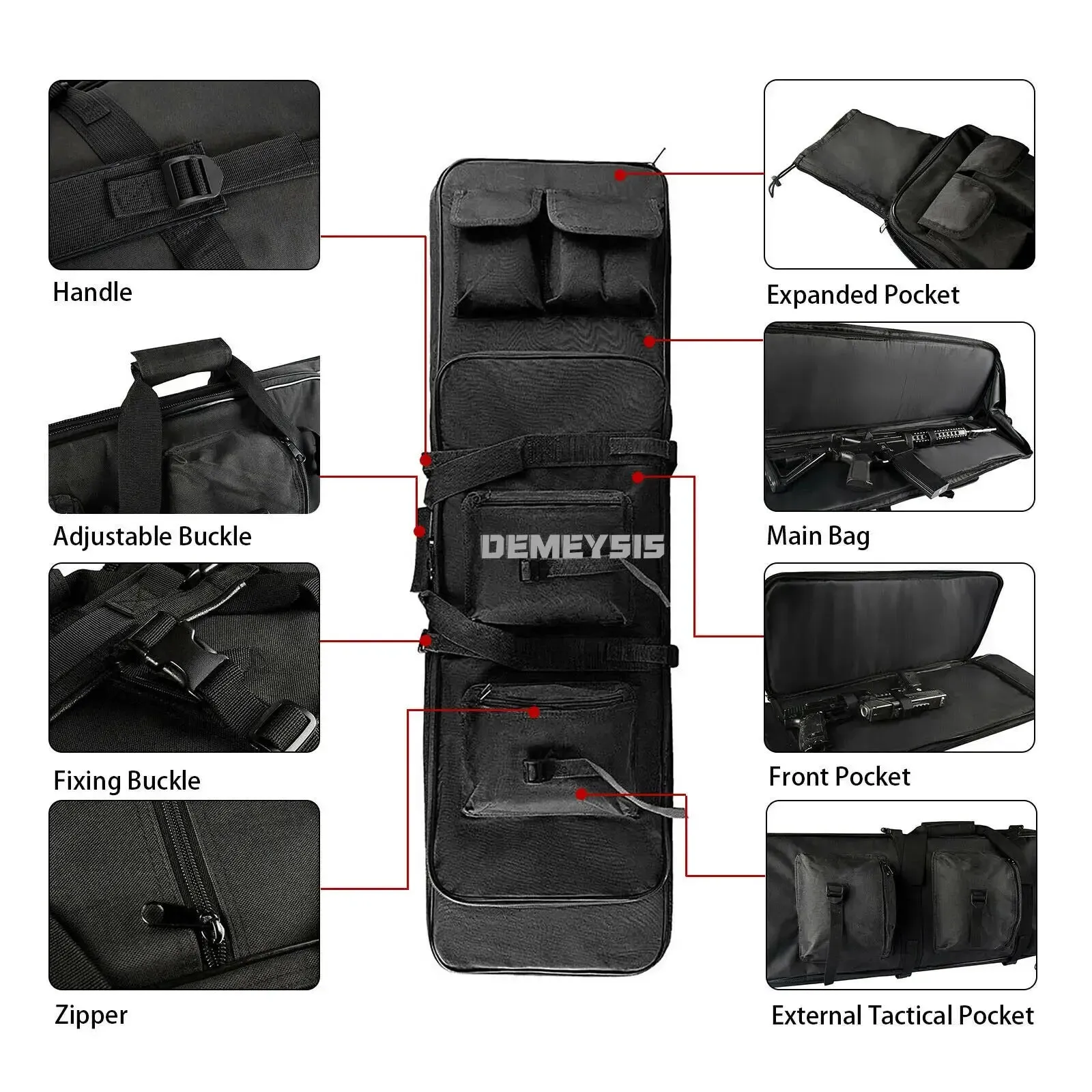 Tactical Gun Case Outdoor Hunting Rifle Bags for Airsoftsport Cs Games Guns Backpack with Adjustable Shoulder Strap