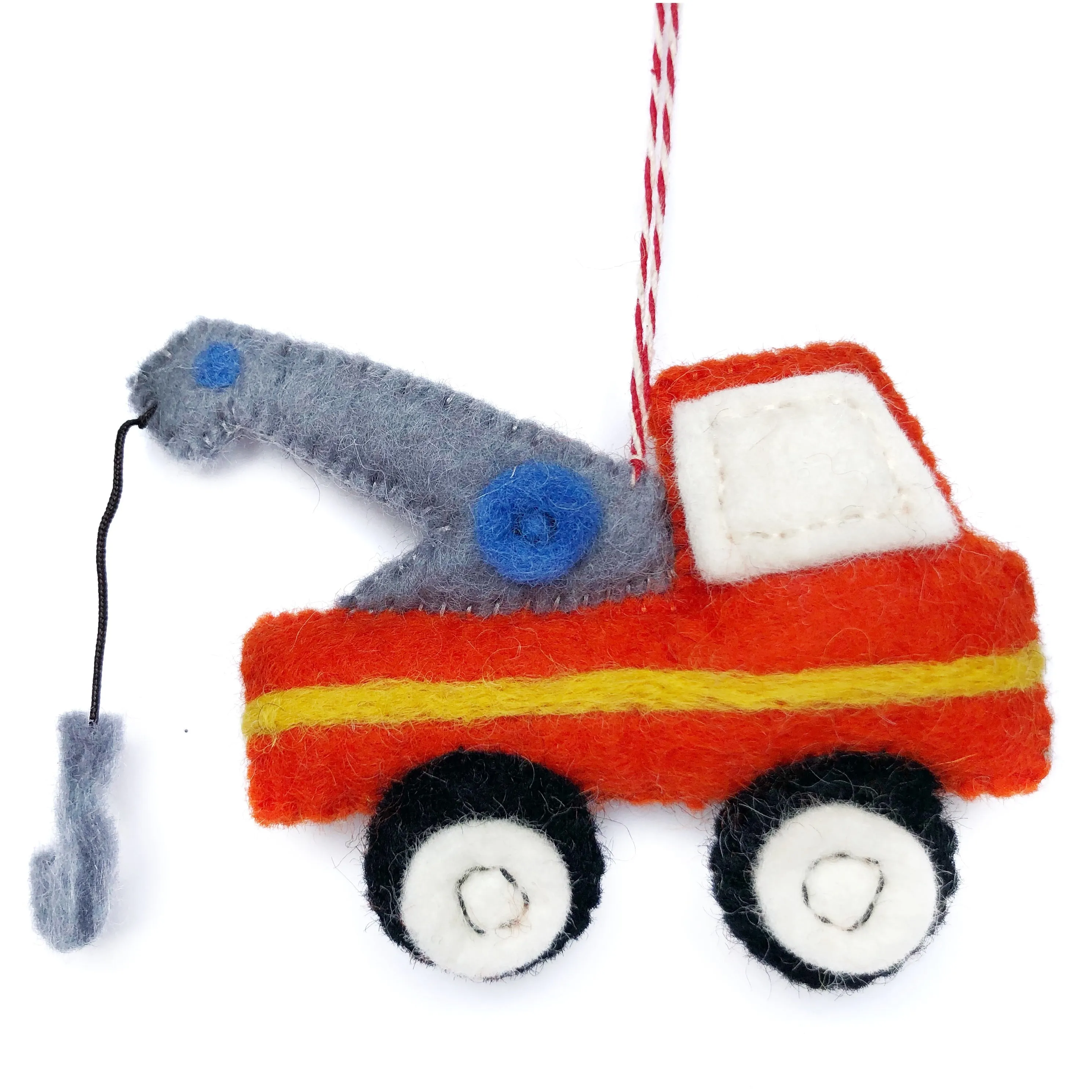 Tow Truck Ornament, Felt Wool