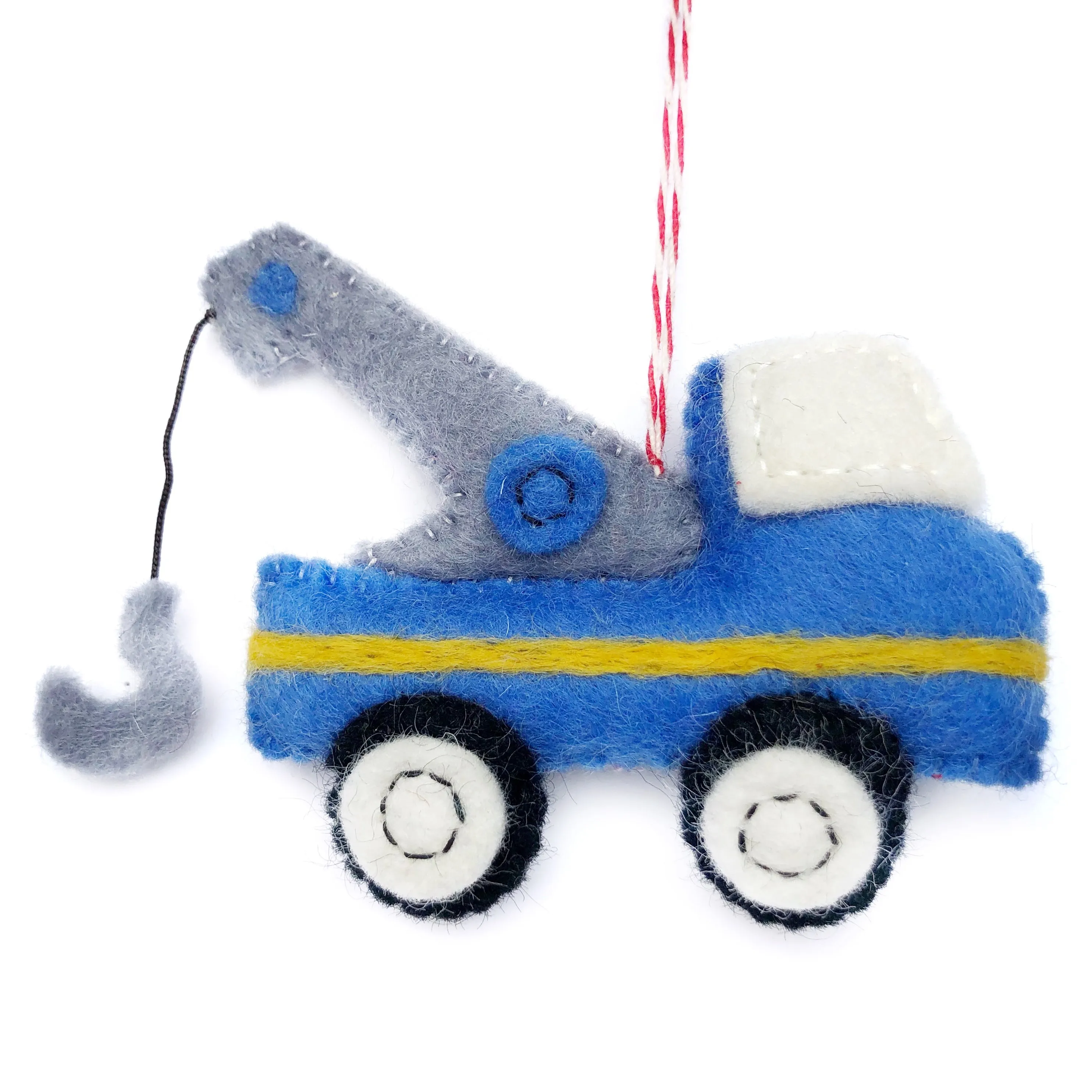 Tow Truck Ornament, Felt Wool