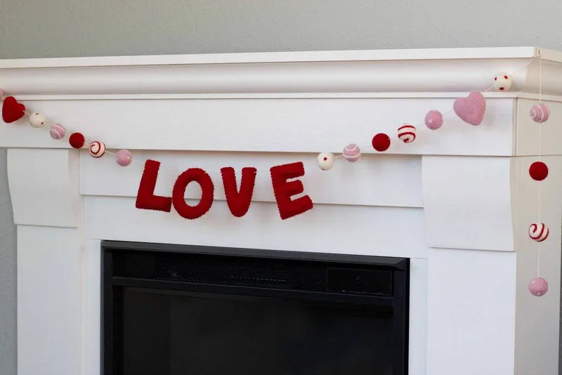 Valentine's LOVE Garland- Red, Pink, White