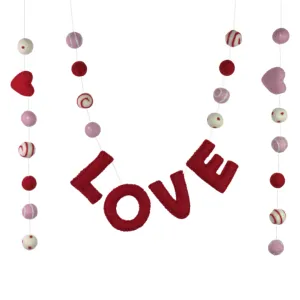 Valentine's LOVE Garland- Red, Pink, White