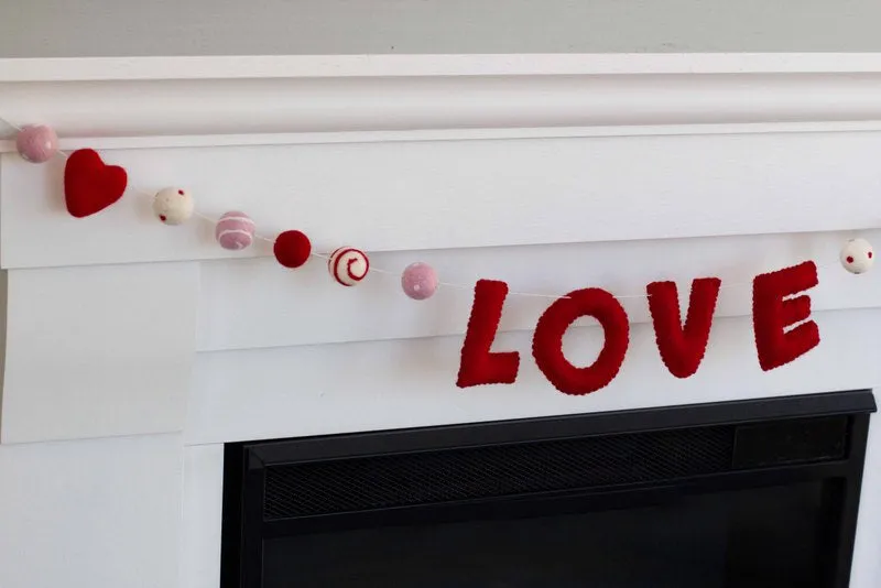 Valentine's LOVE Garland- Red, Pink, White
